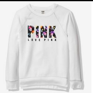 VS PINK White Floral Sweatshirt NWOT